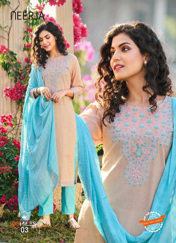 Neerja By 100 Miles Cotton Kurti With Bottom Dupatta Wholesale Price In Surat